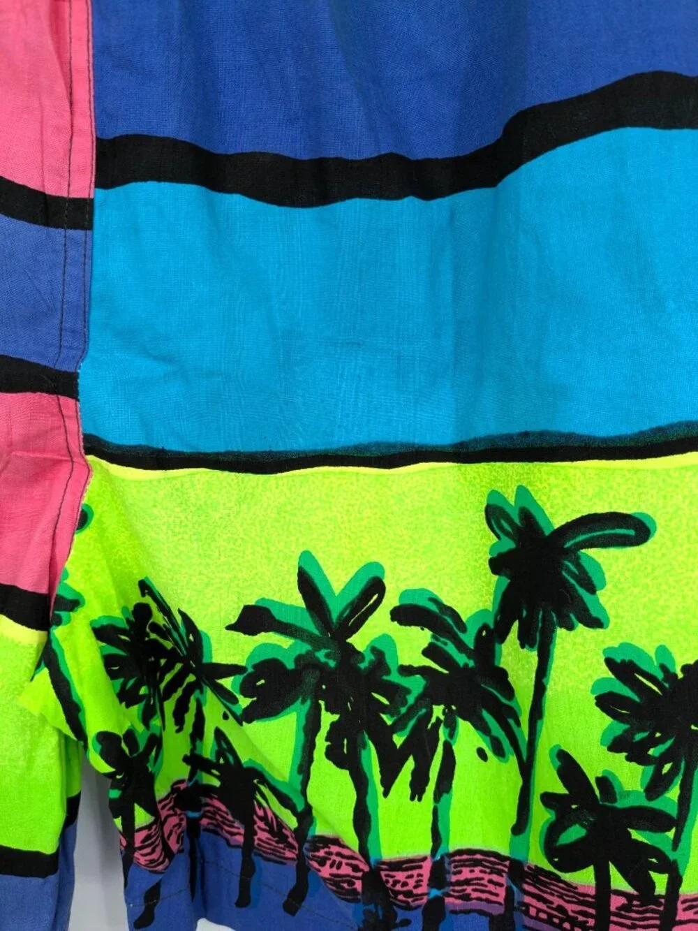 Vtg‎ Pacific Scene Neon Striped Swim Trunks Tropical Y2K Palm Beach Retro XLarge